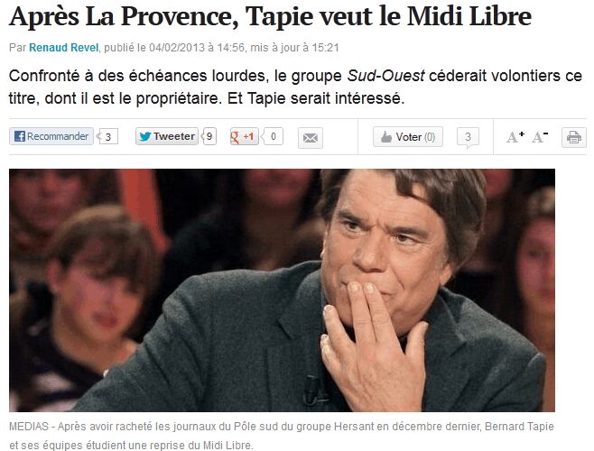 Après La Provence, Tapie veut le Midi Libre