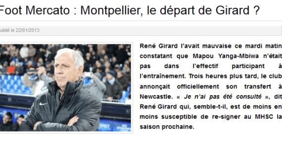 Foot mercato : Montpellier, le départ de Girard ?