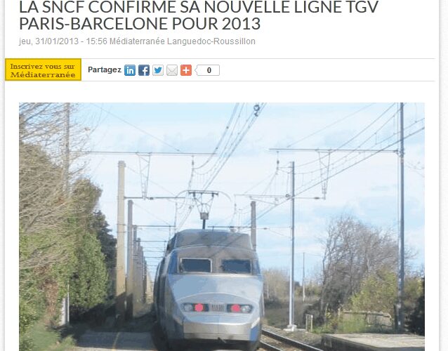 La SNCF confirme sa nouvelle ligne TGV Paris-Barcelone pour 2013