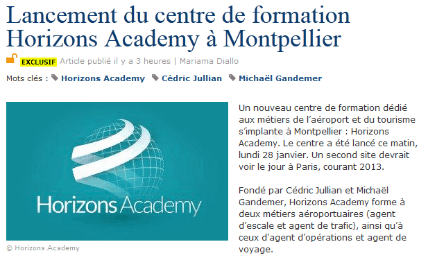 Lancement du centre de formation Horizons Academy à Montpellier