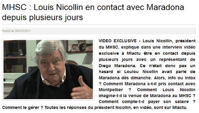 MHSC : Louis Nicollin en contact avec Maradona depuis plusieurs jours