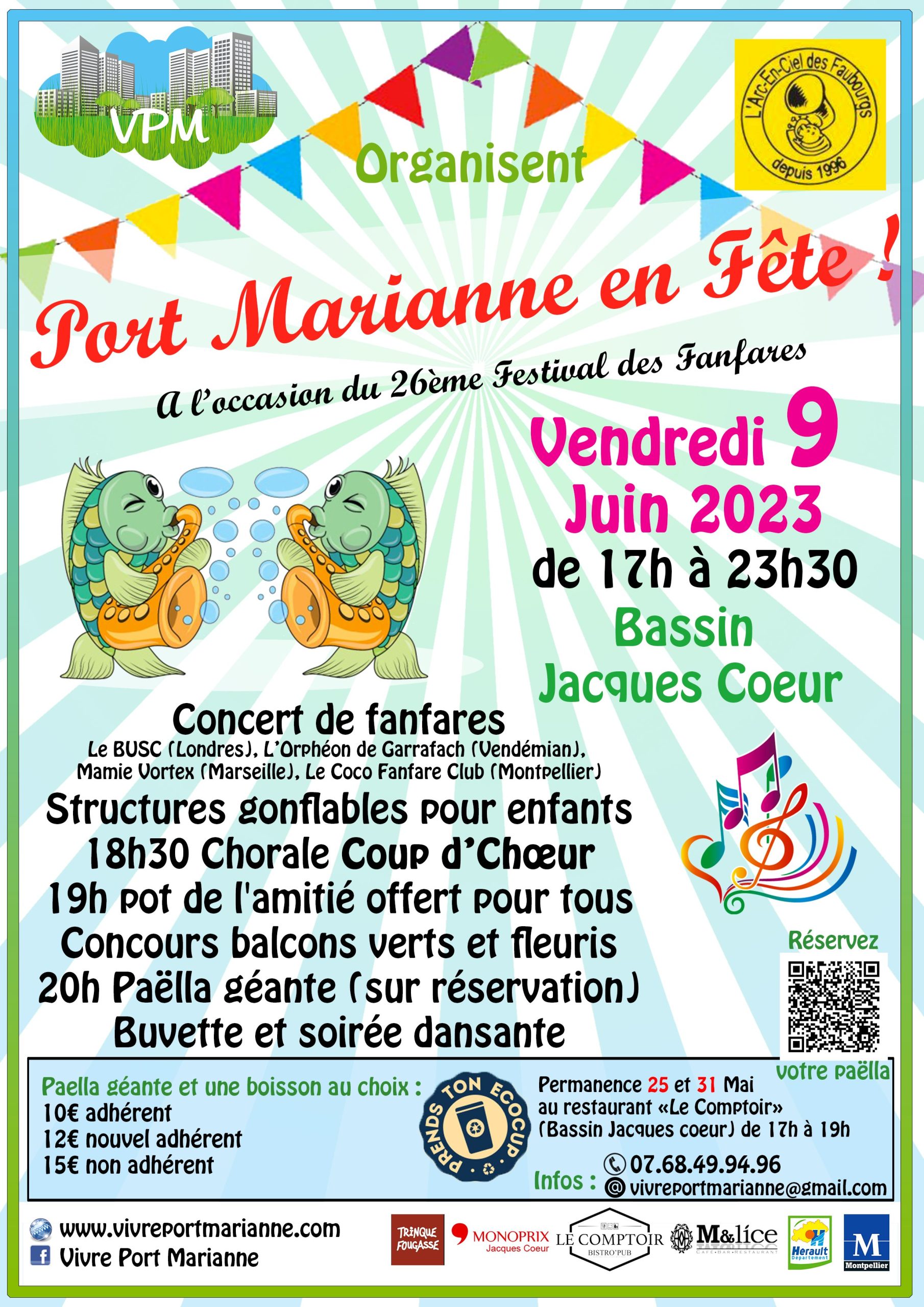 Port Marianne en fête à l'occasion du festival des fanfares le vendredi 9 juin