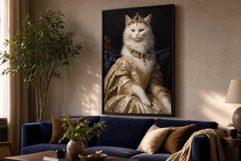 Tableau personnalisé imprimé et encadré, accroché dans un salon